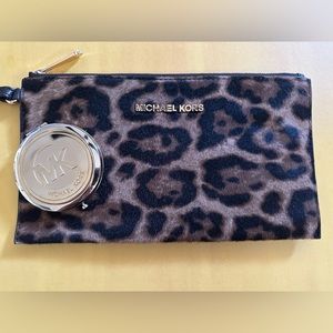 Micheal Kors Calf Hair Wristlet + 
MK Goldtone Compact Mirror (bundle)